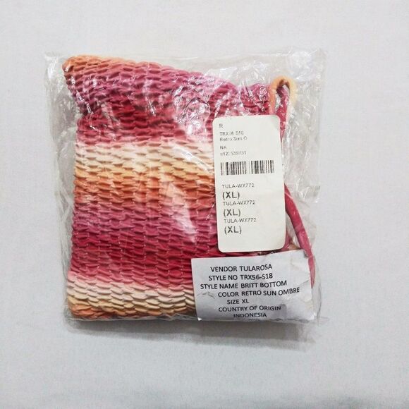 TULAROSA Britt Smocked Side Tie Swimsuit Bottom Retro Sun Ombre String Bikini XL - Picture 8 of 11